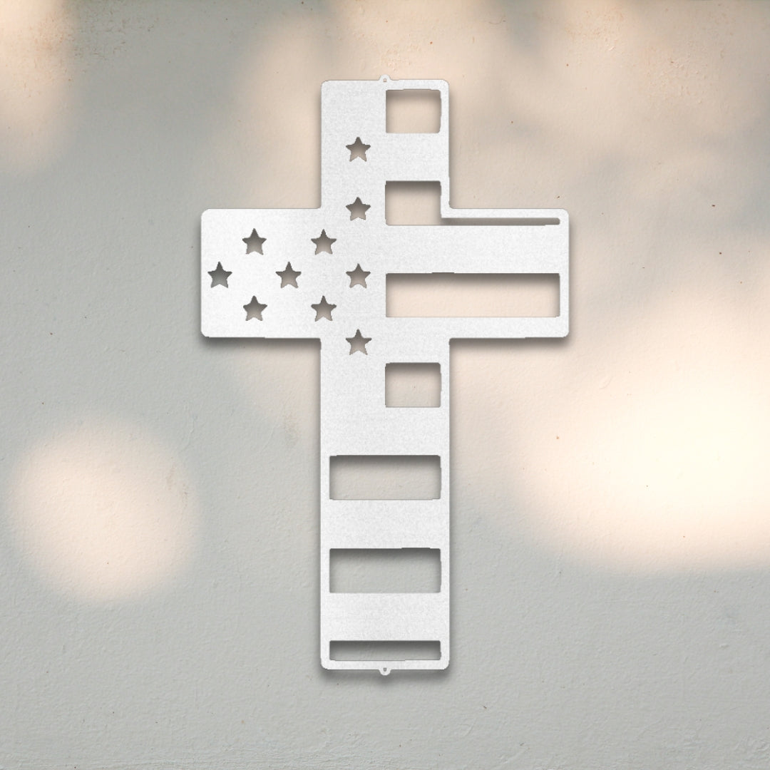 American Flag Cross Metal Wall Art | Sovereign Metalworks