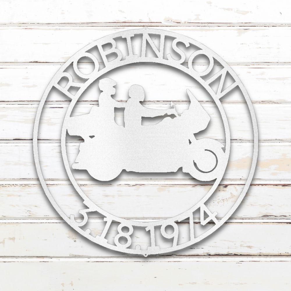 Motorcycle Couple III Custom Metal Wall Art