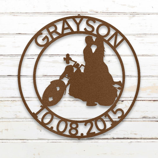 Motorcycle Couple IV Custom Metal Wall Art