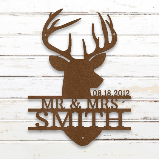 Deer Hunting Couple II Custom Metal Wall Art