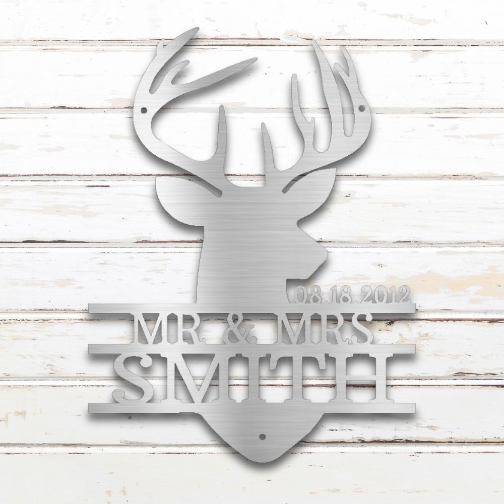 Deer Hunting Couple Metal Wall Art (Silver)| Shop Custom Metal Signs & Wall Decor | Sovereign Metalworks