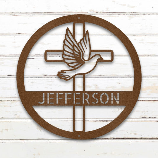 Dove & Cross Custom Metal Wall Art