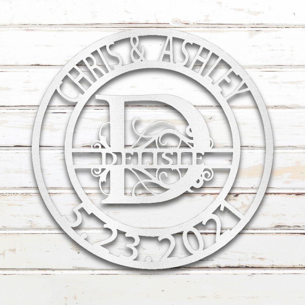 Elaborate Split Letter Monogram - Custom Metal Wall Art