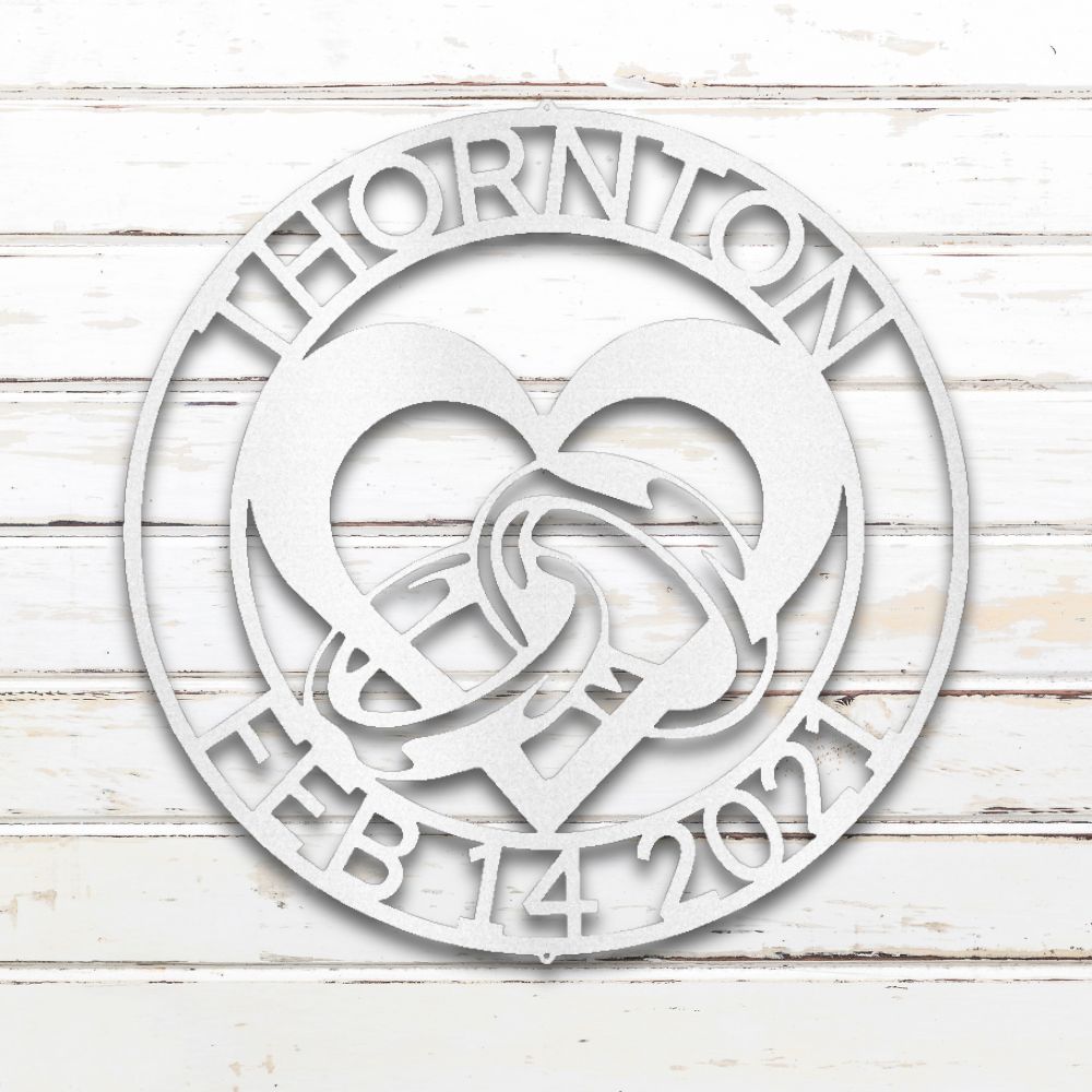 Engagement Ring Monogram Custom Metal Wall Art