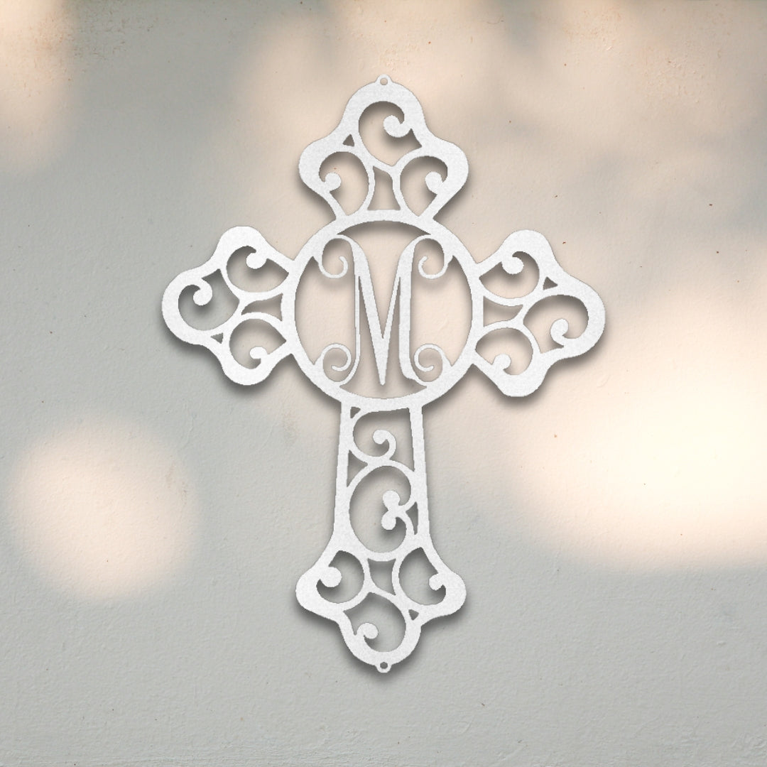 Gothic Cross Monogram Metal Wall Art | Sovereign Metalworks
