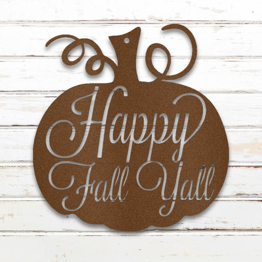 Happy Fall Y'all Metal Wall Art