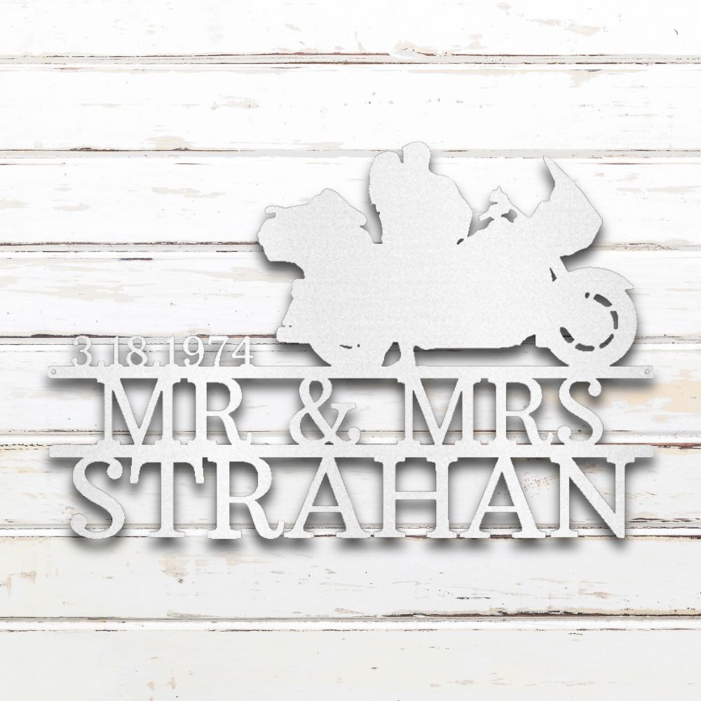 Motorcycle Couple I Custom Metal Wall Art