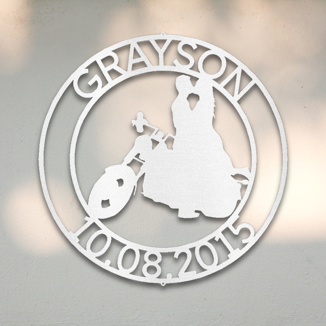 Motorcycle Couple IV Custom Metal Wall Art | Sovereign Metalworks