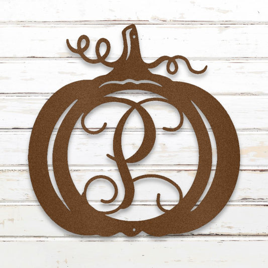 Pumpkin Monogram Custom Metal Wall Art