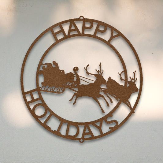 Santa & Reindeer Custom Metal Wall Art | Sovereign Metalworks