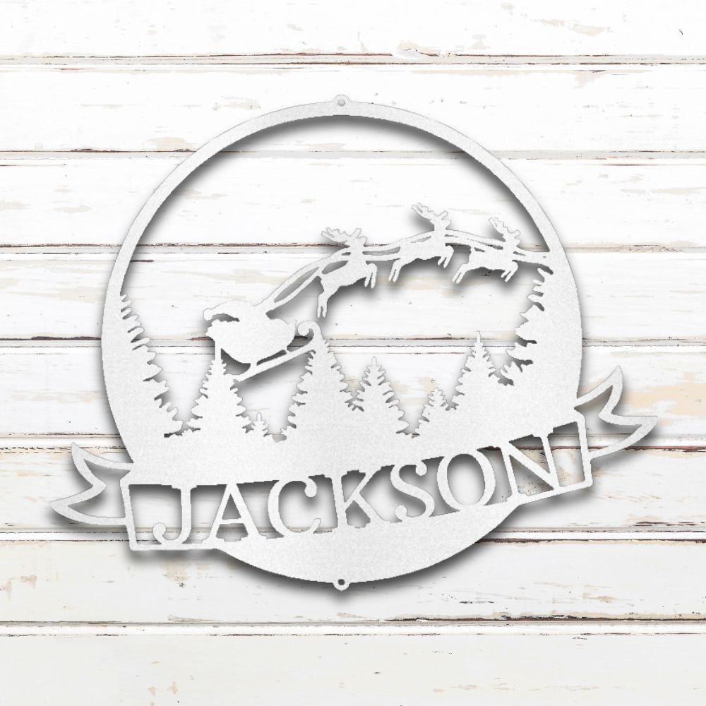 Santa & Reindeer III - Custom Metal Wall Art