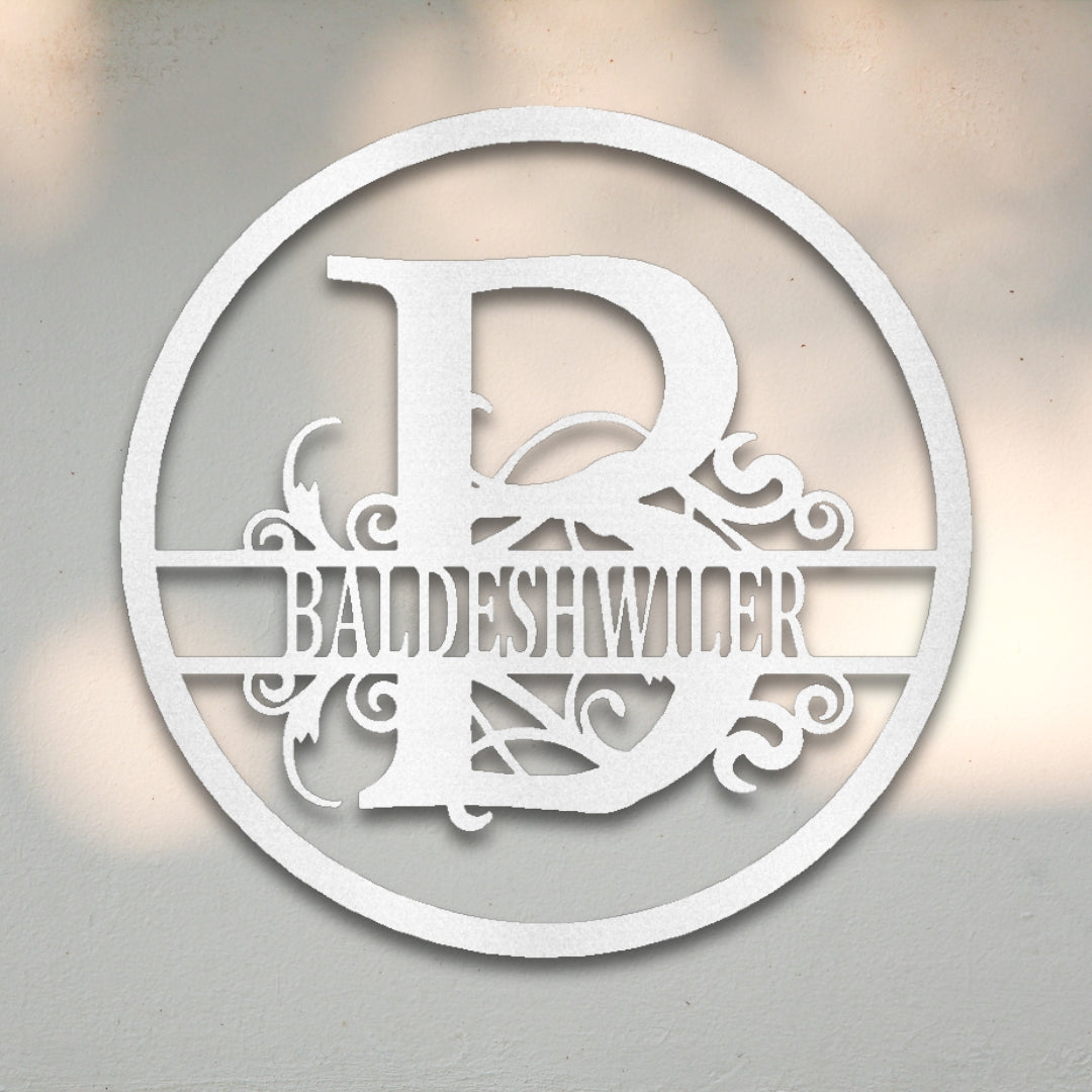 Split Circle Monogram Metal Wall Art | Sovereign Metalworks
