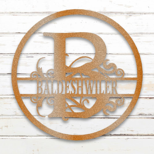 Split Circle Monogram - Custom Metal Wall Art