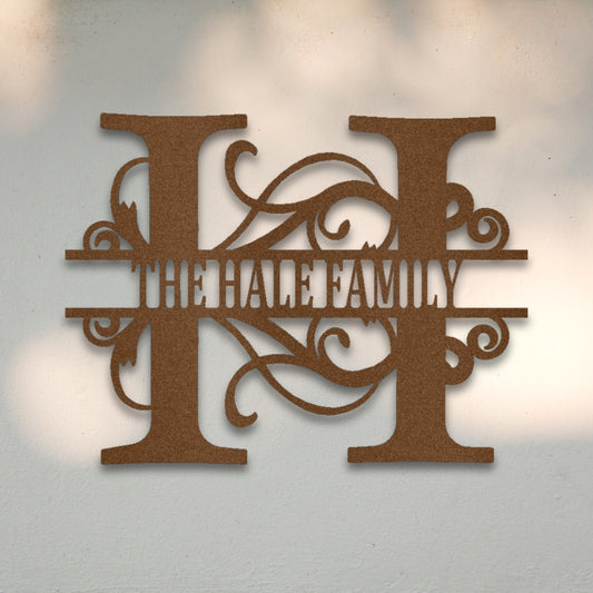 Split Letter Monogram Metal Wall Art | Sovereign Metalworks
