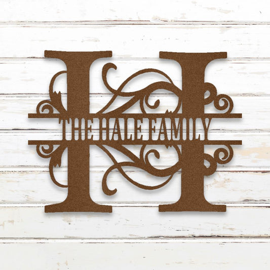 Split Letter Monogram - Custom Metal Wall Art