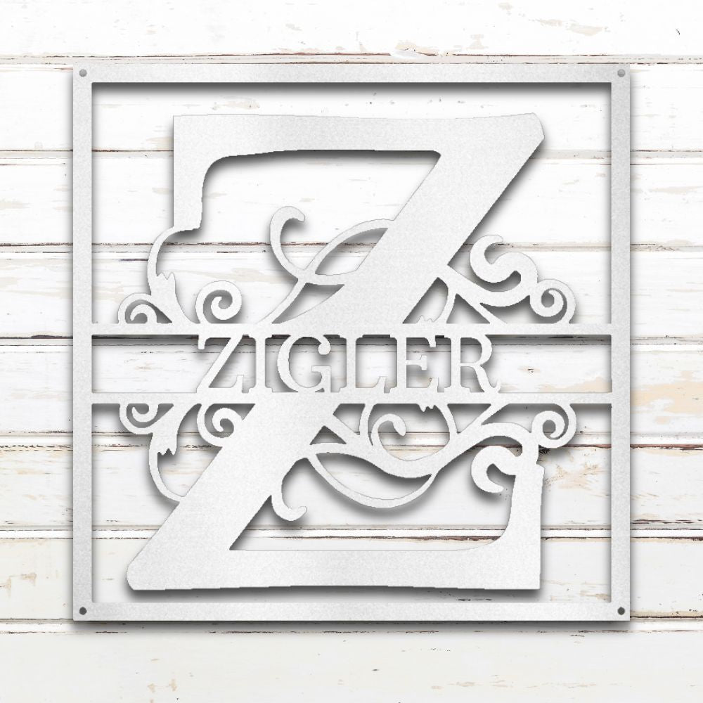 Split Square Monogram - Custom Metal Wall Art