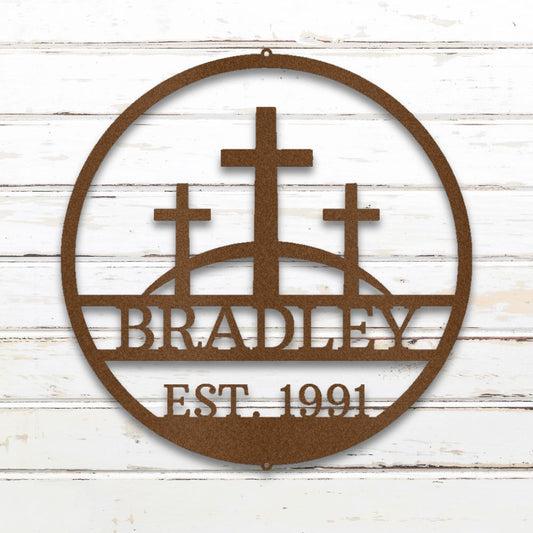 Three Crosses Custom Metal Wall Art