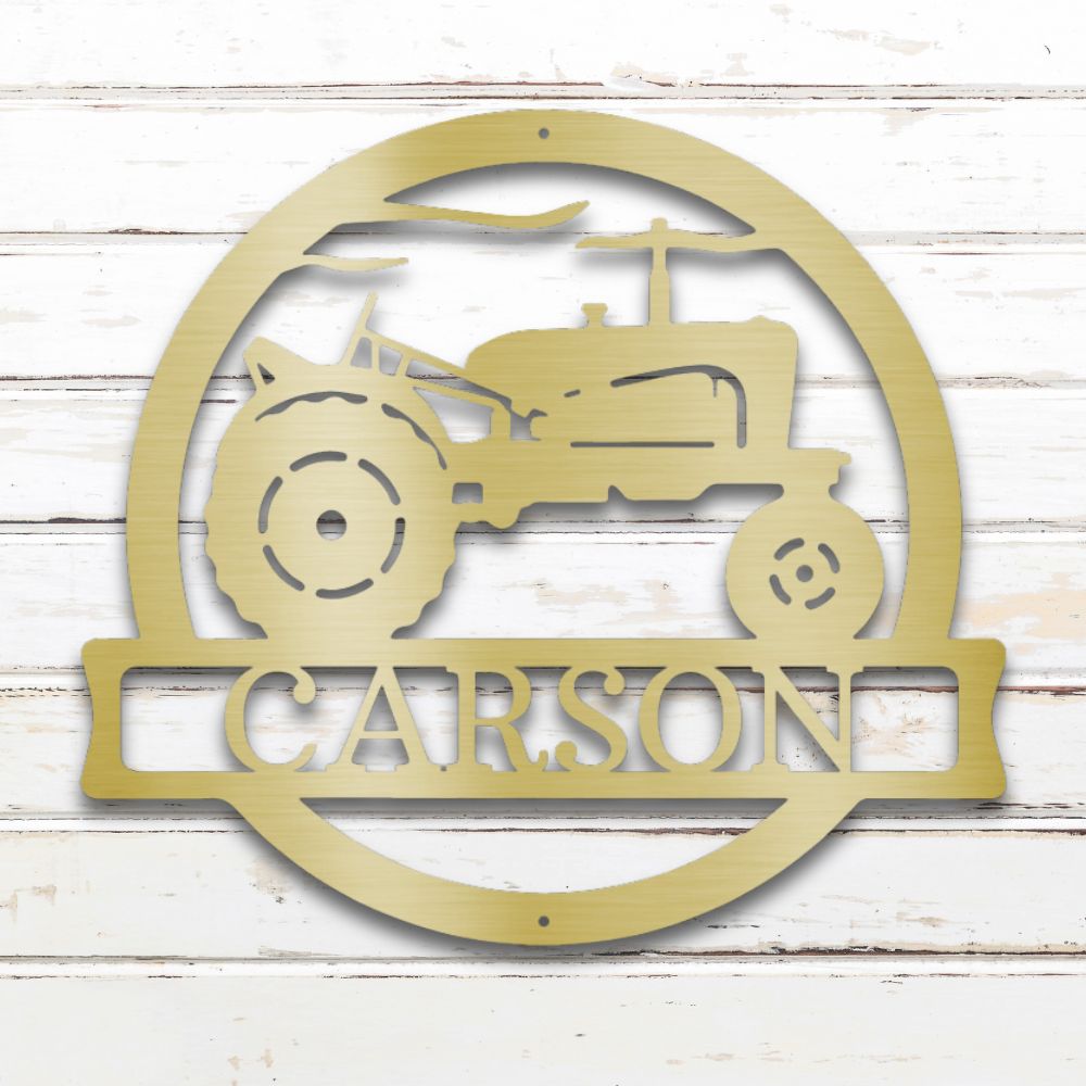 Vintage Tractor Custom Metal Wall Art (Gold) | Shop Custom Metal Signs & Wall Decor | Sovereign Metalworks