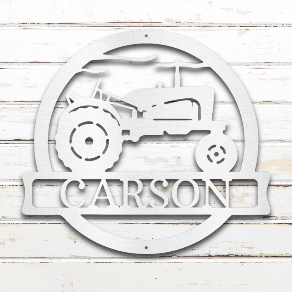 Vintage Tractor Custom Metal Wall Art (White) | Shop Custom Metal Signs & Wall Decor | Sovereign Metalworks
