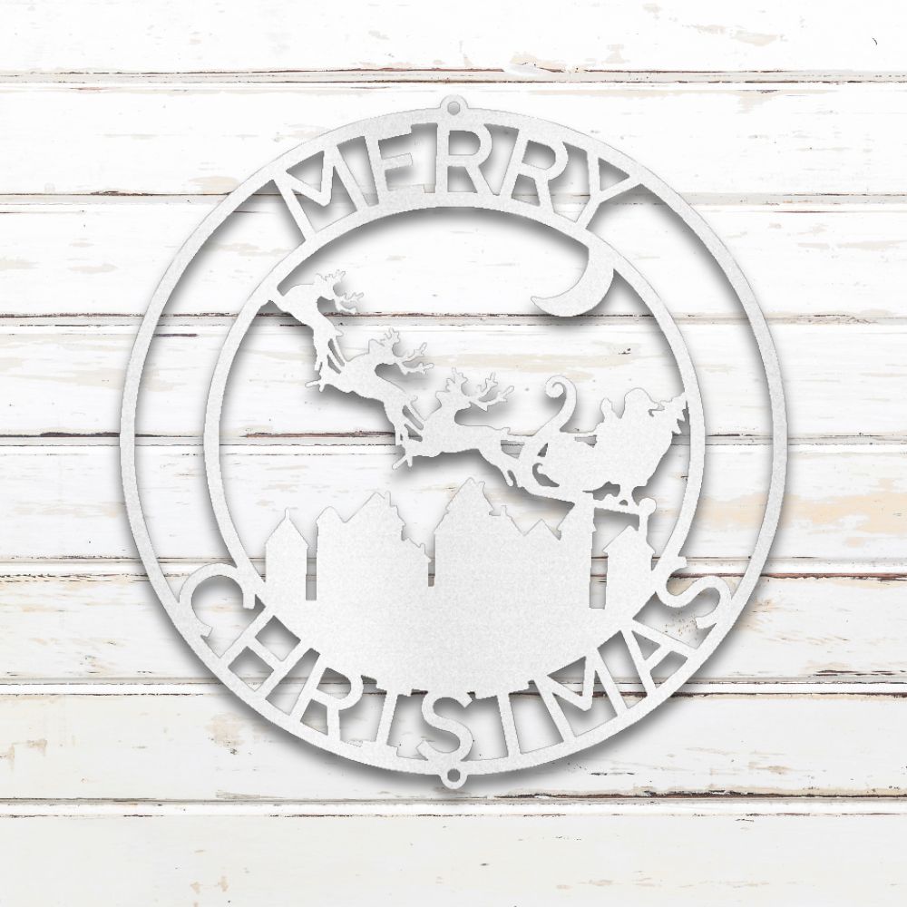 Santa & Reindeer II Custom Metal Wall Art