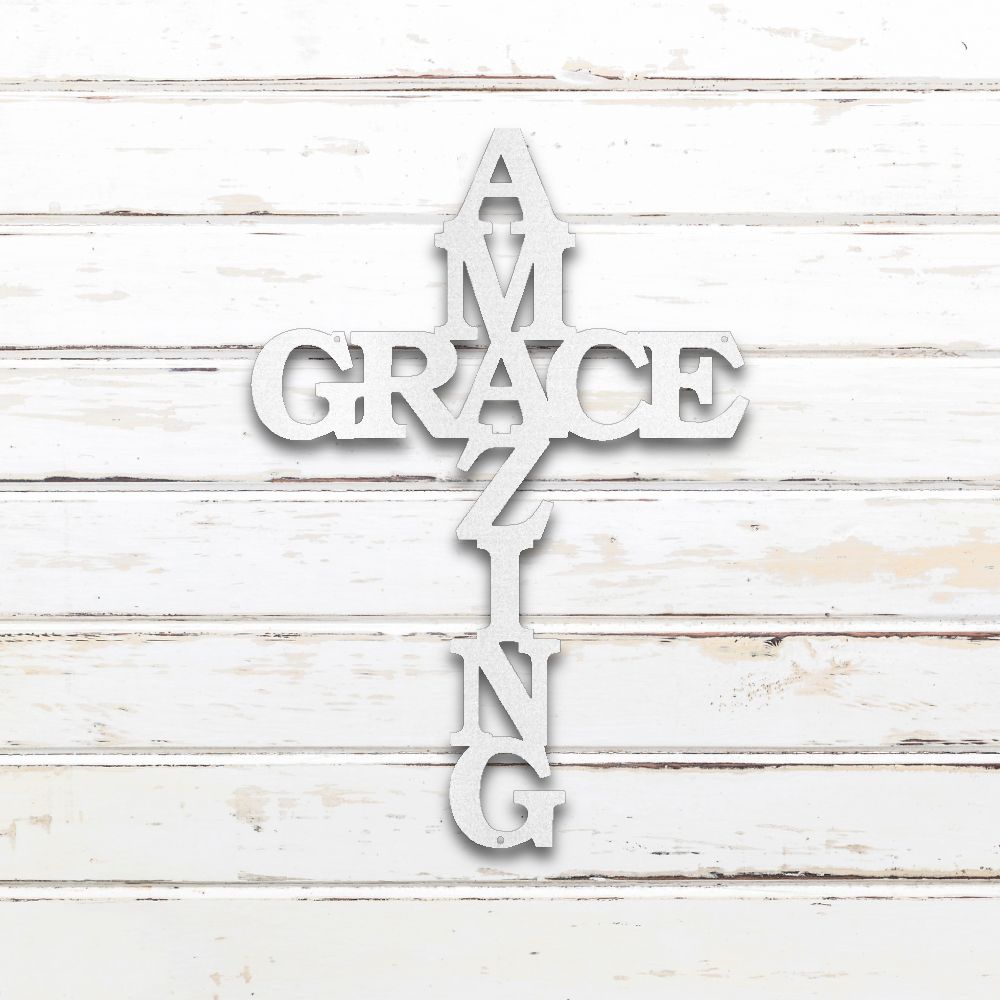 Amazing Grace Metal Wall Art (White) | Shop Custom Metal Signs & Wall Decor | Sovereign Metalworks