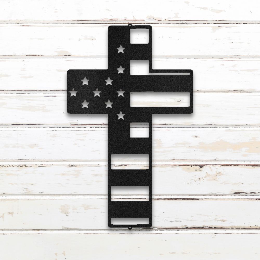 American Cross Metal Sign (Black) | Shop Metal Wall Art | Sovereign Metalworks