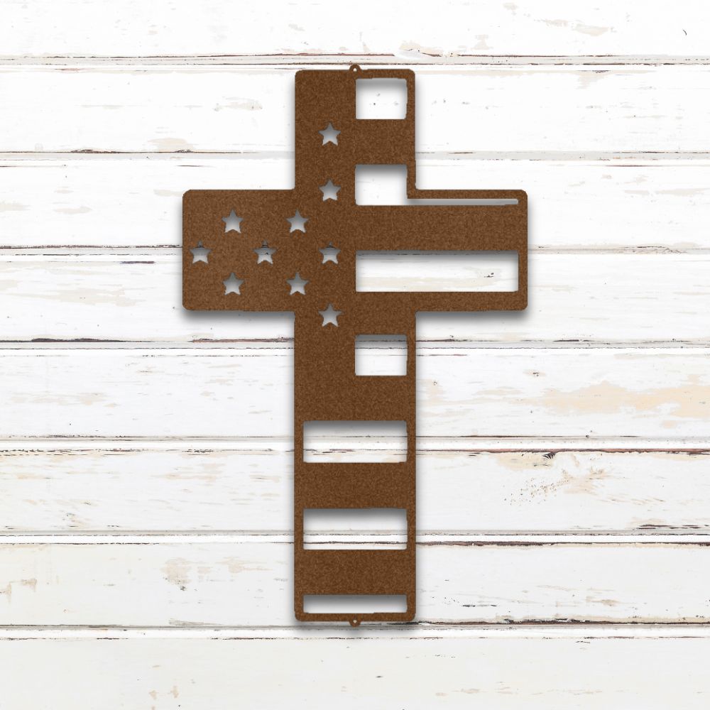 American Cross Metal Sign (Copper) | Shop Metal Wall Art | Sovereign Metalworks