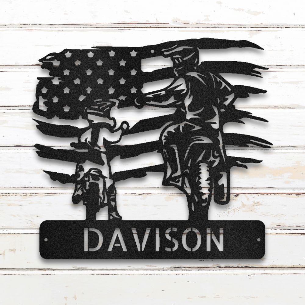 American Motocross Metal Wall Art (Black) | Shop Custom Metal Signs & Wall Decor | Sovereign Metalworks