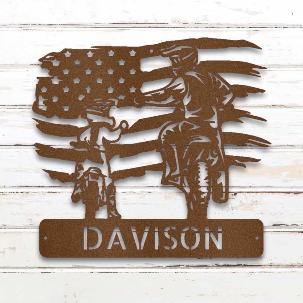 American Motocross Metal Wall Art (Copper) | Shop Custom Metal Signs & Wall Decor | Sovereign Metalworks