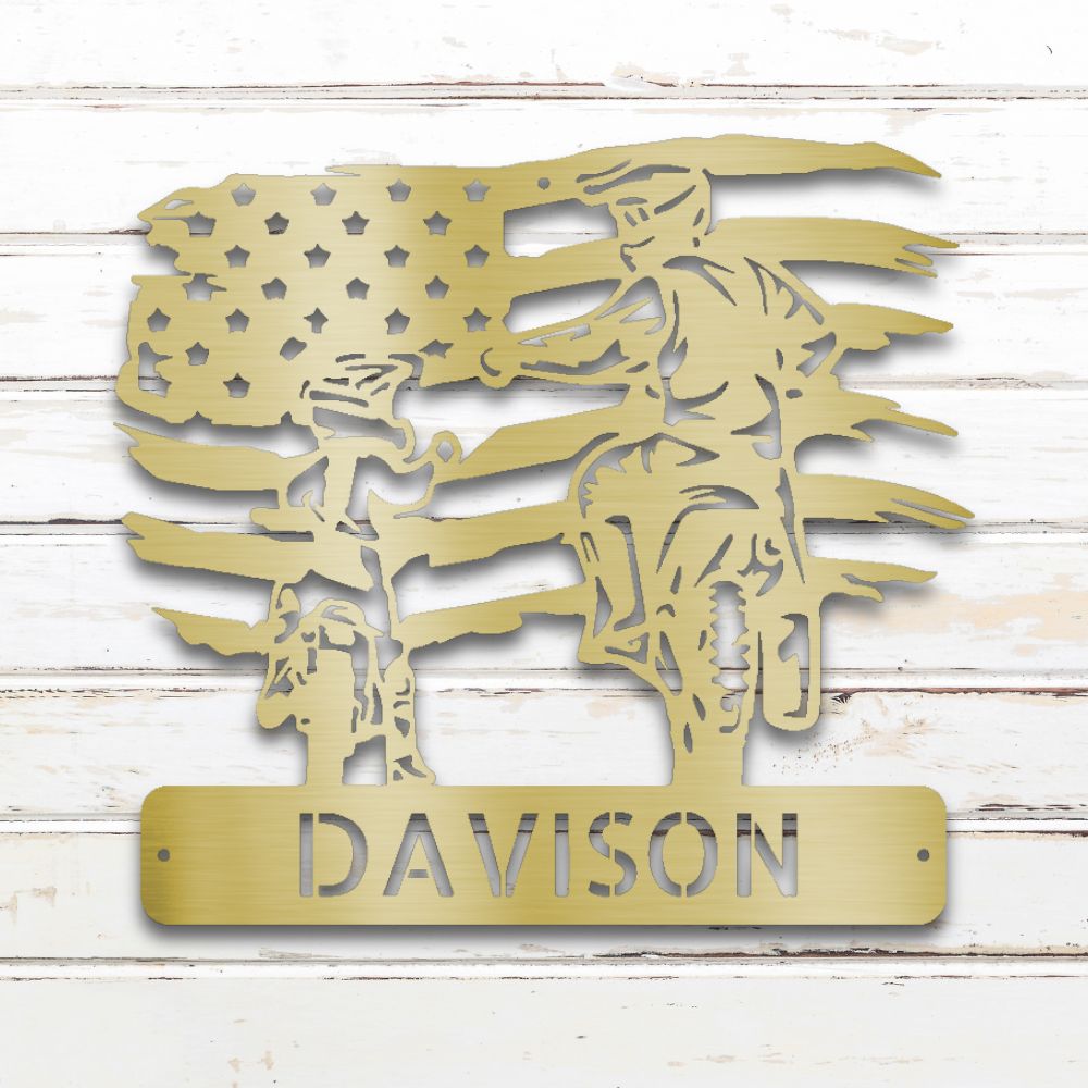 American Motocross Metal Wall Art (Gold) | Shop Custom Metal Signs & Wall Decor | Sovereign Metalworks