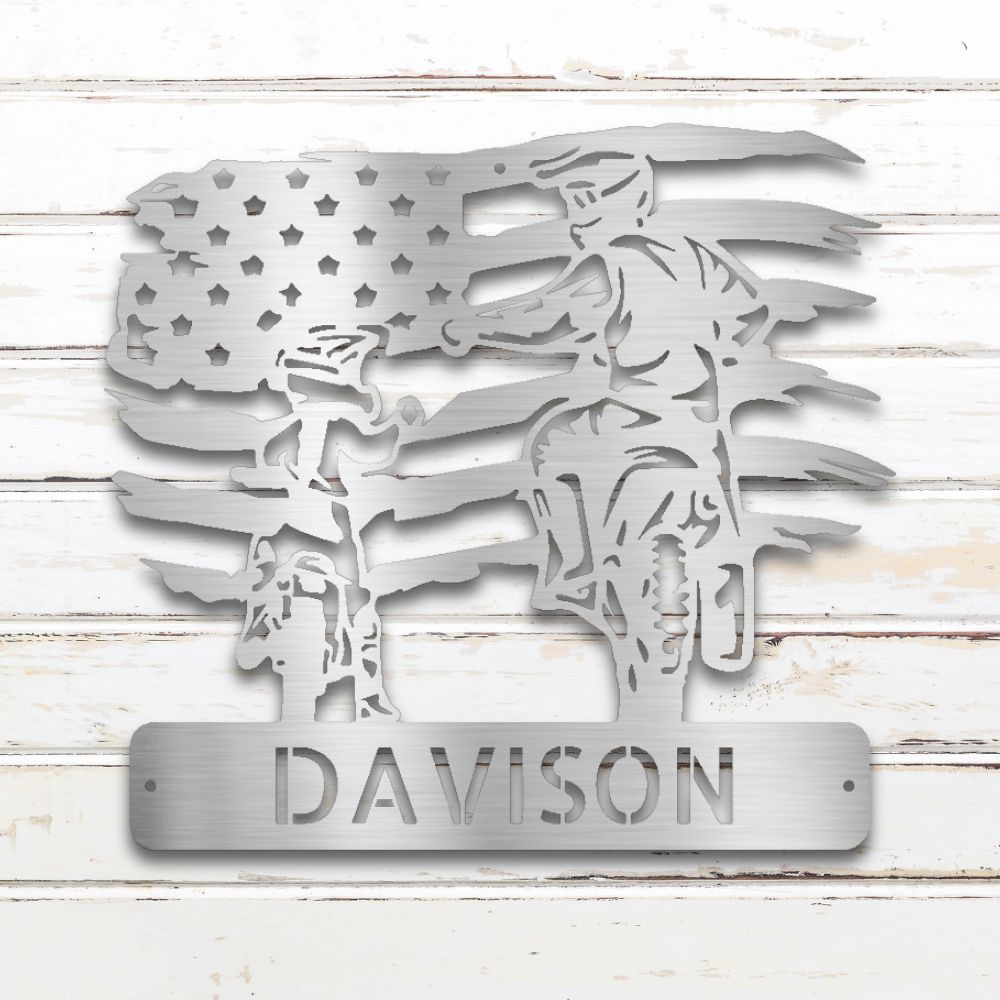 American Motocross Metal Wall Art (Silver) | Shop Custom Metal Signs & Wall Decor | Sovereign Metalworks