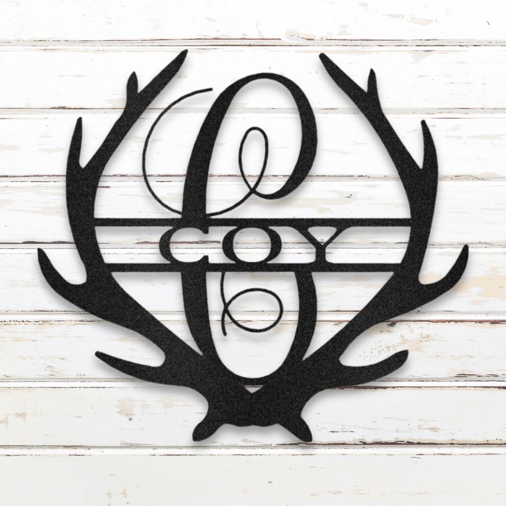 Antler Monogram (Black) Metal Wall Art | Shop Custom Metal Signs & Wall Decor | Sovereign Metalworks