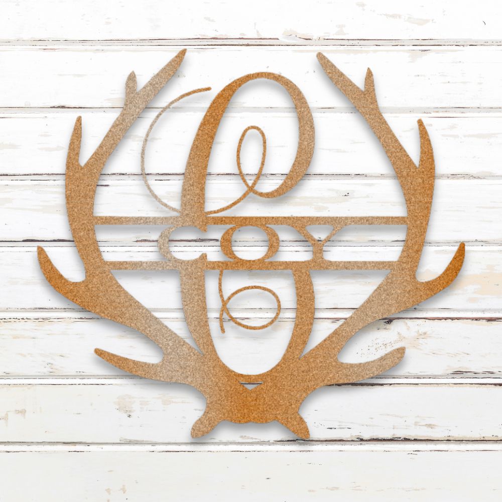 Antler Monogram (Copper) Metal Wall Art | Shop Custom Metal Signs & Wall Decor | Sovereign Metalworks