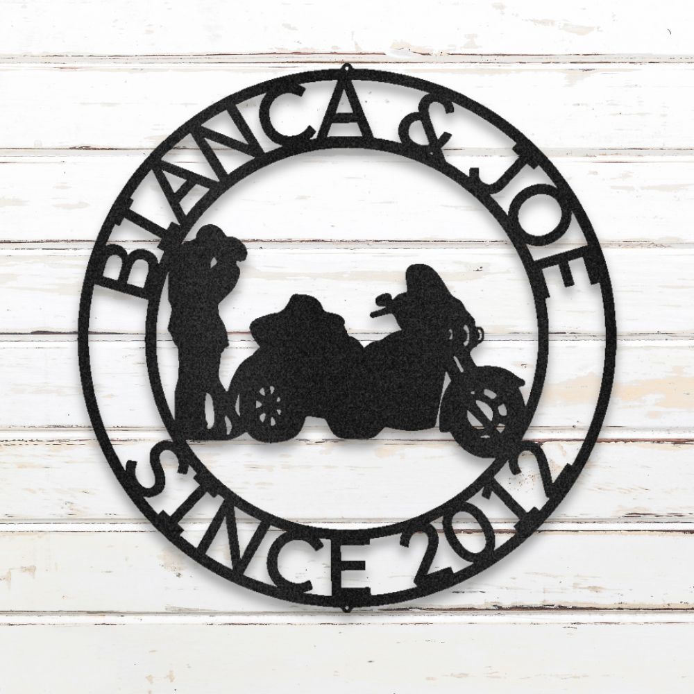 Biker Couple I Metal Wall Art (Black) | Shop Custom Metal Signs & Wall Decor | Sovereign Metalworks