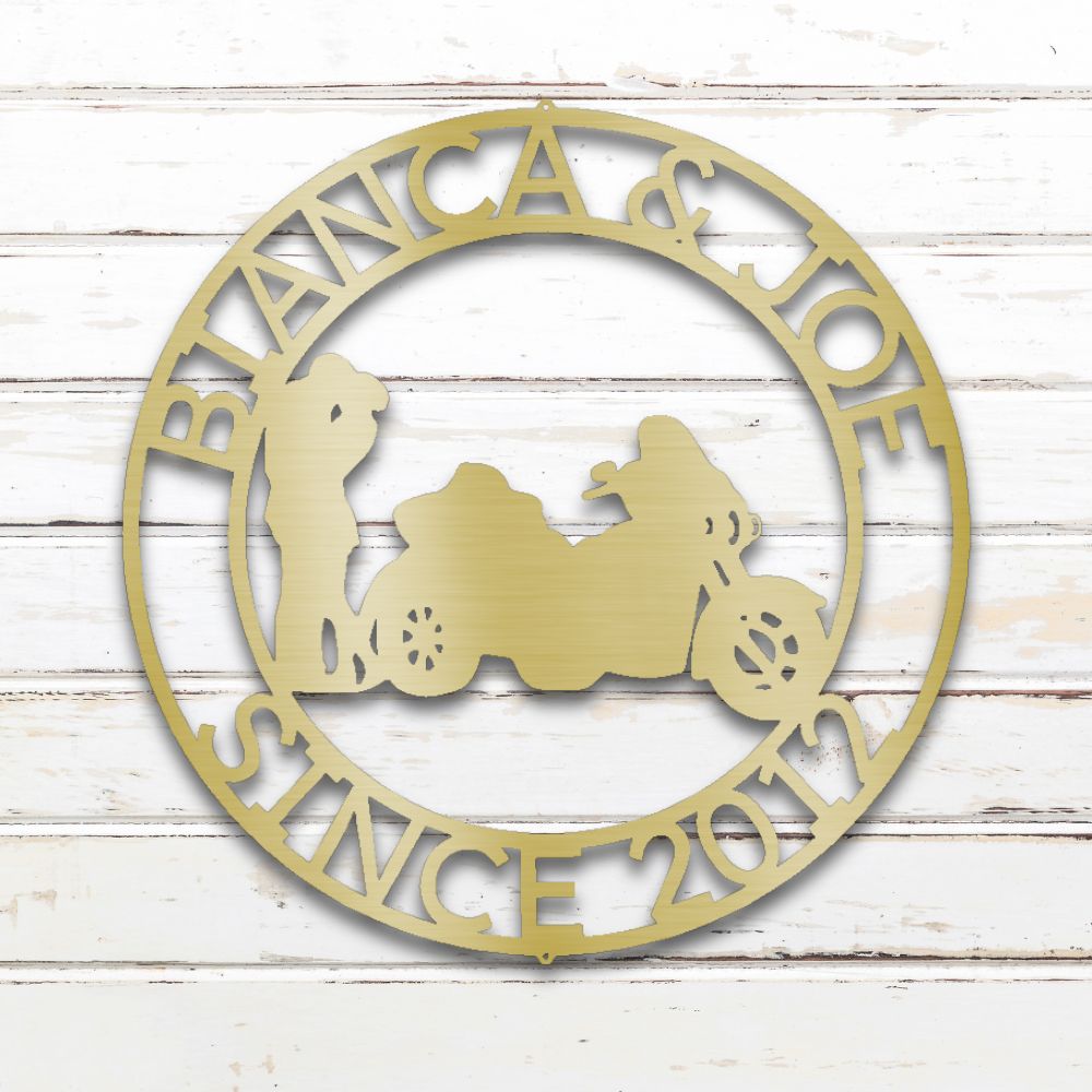 Motorycle Couple II Custom Metal Wall Art