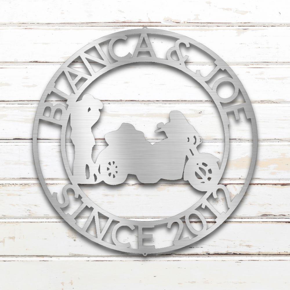 Motorycle Couple II Custom Metal Wall Art