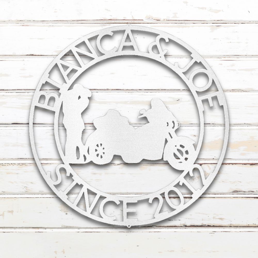 Motorycle Couple II Custom Metal Wall Art