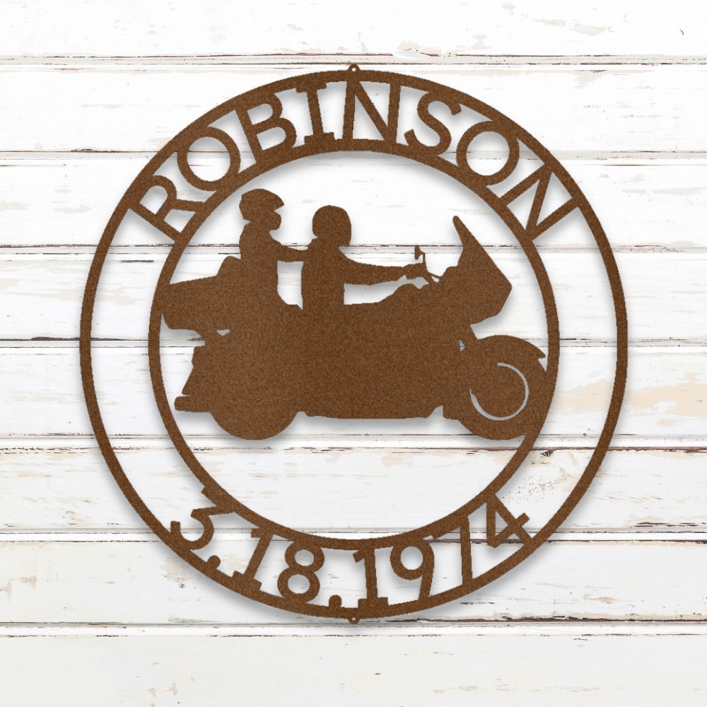 Biker Couple II Metal Wall Art (Copper) | Shop Custom Metal Signs & Wall Decor | Sovereign Metalworks