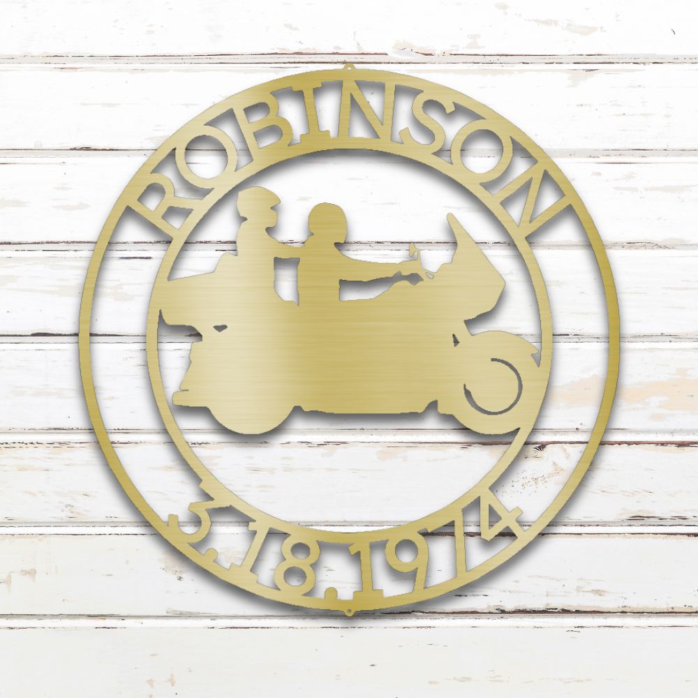 Motorcycle Couple III Custom Metal Wall Art