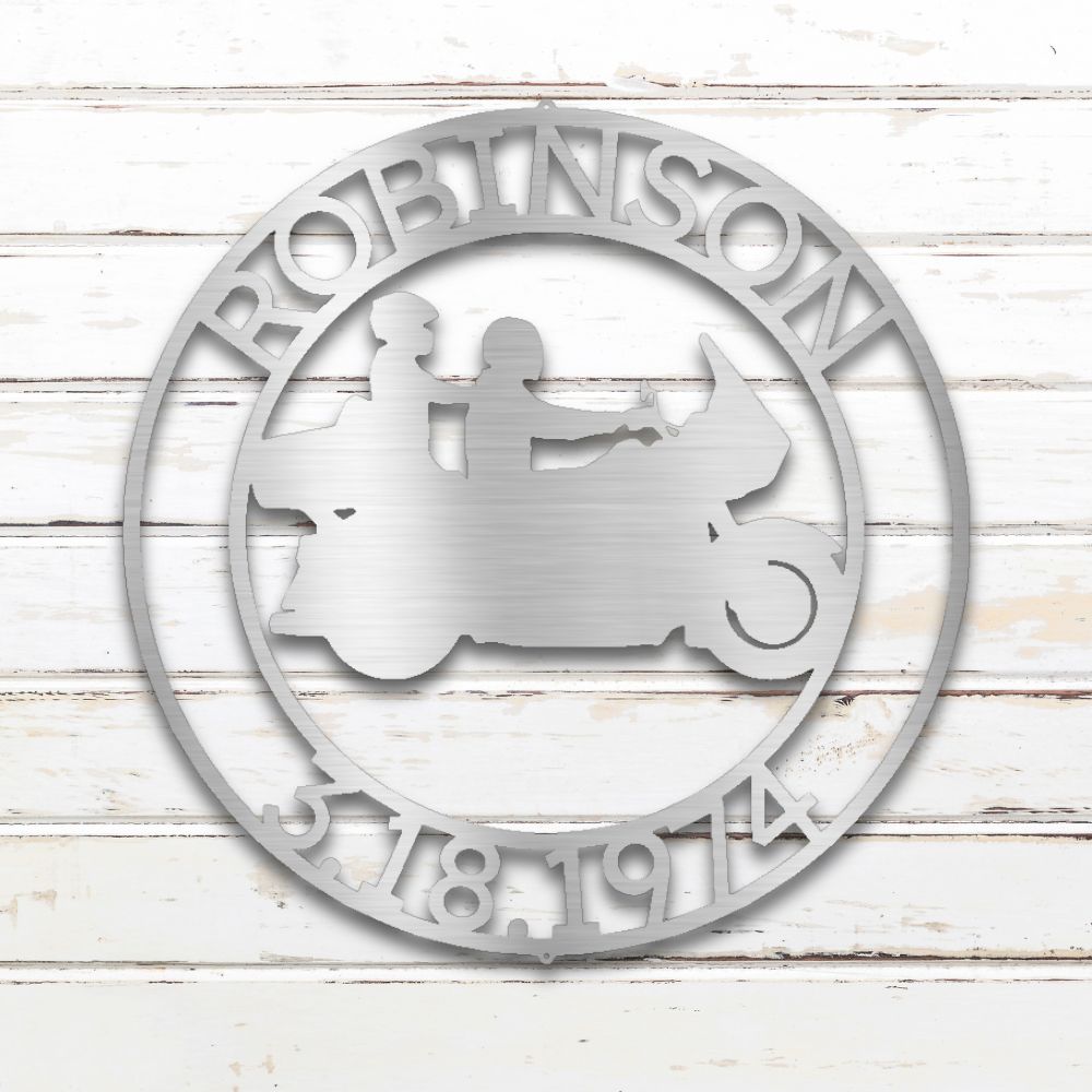 Motorcycle Couple III Custom Metal Wall Art