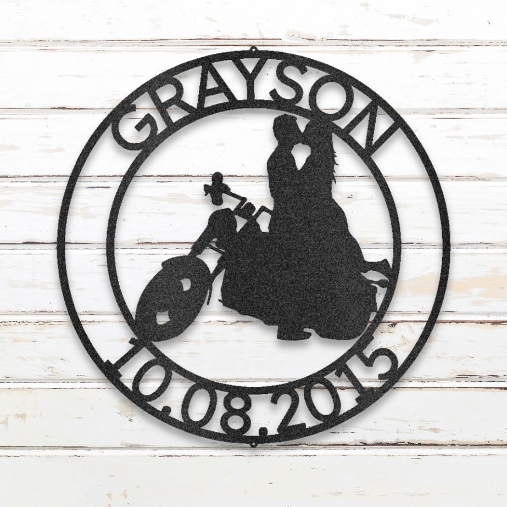 Motorcycle Couple IV Custom Metal Wall Art