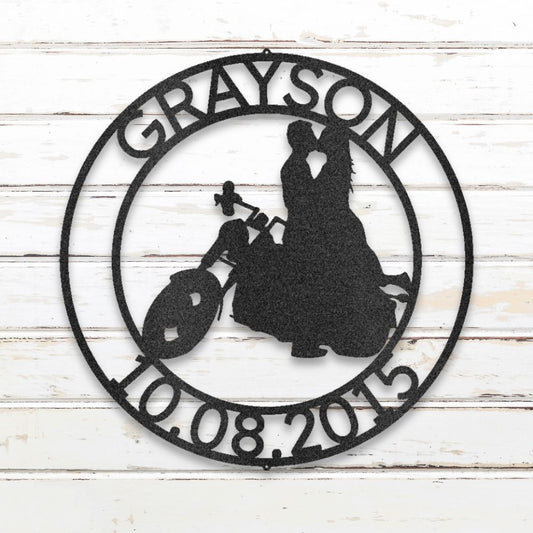 Motorcycle Couple IV Custom Metal Wall Art
