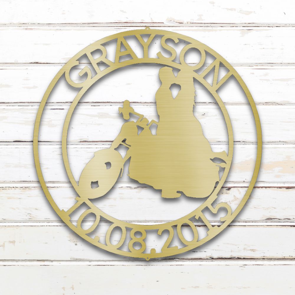 Motorcycle Couple IV Custom Metal Wall Art