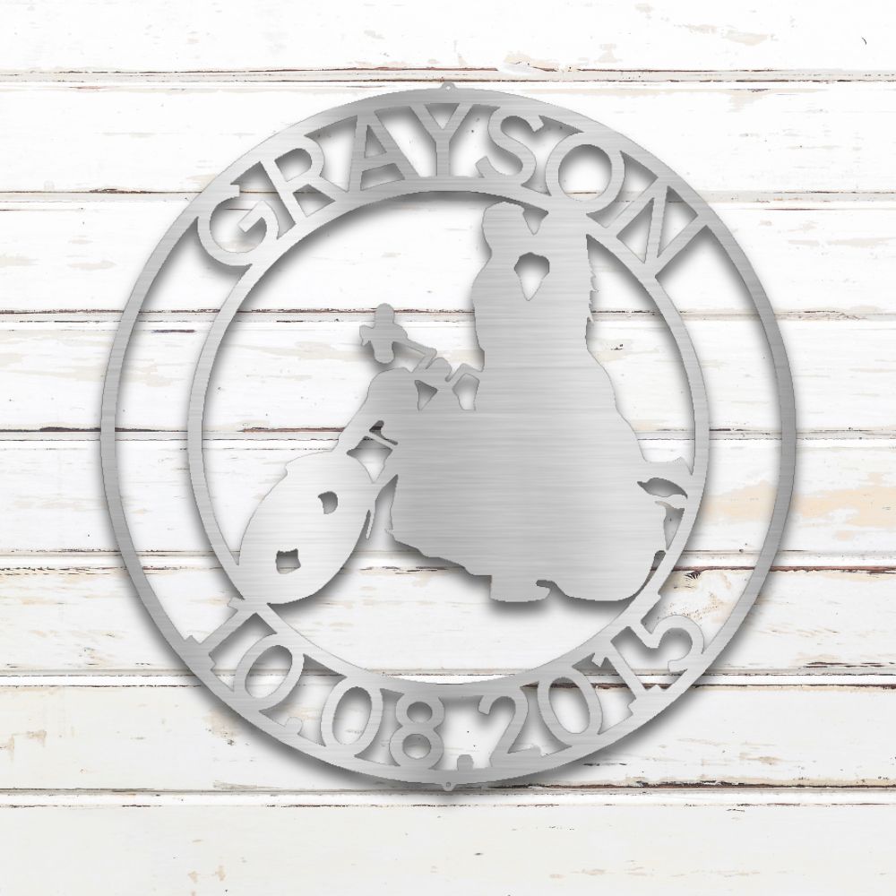 Motorcycle Couple IV Custom Metal Wall Art