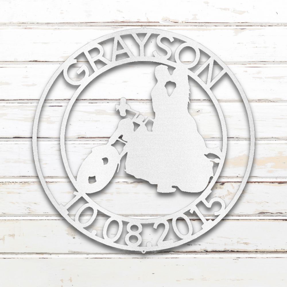 Motorcycle Couple IV Custom Metal Wall Art