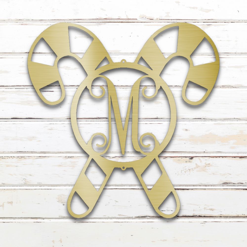 Candy Cane Monogram Metal Wall Art (Copper) | Shop Custom Metal Signs & Wall Decor | Sovereign Metalworks