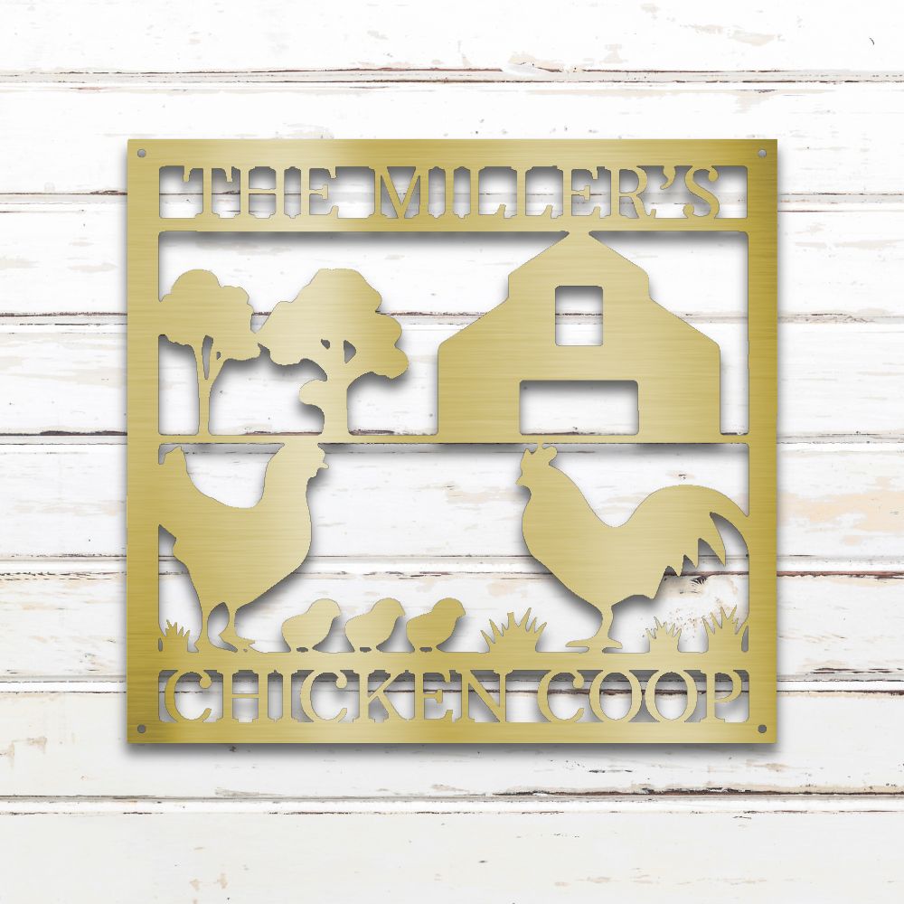 Chicken Coop Metal Wall Art (Gold) | Shop Custom Metal Signs & Wall Decor | Sovereign Metalworks