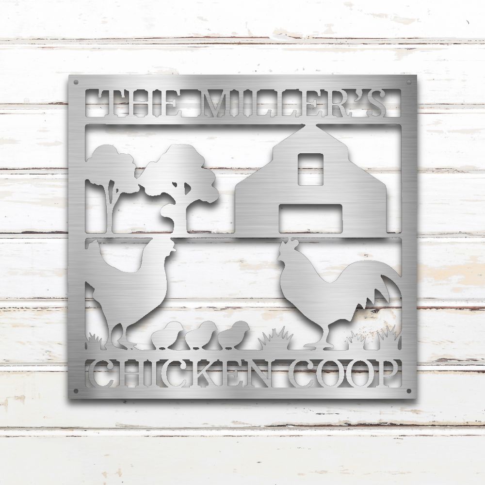 Chicken Coop Metal Wall Art (Silver) | Shop Custom Metal Signs & Wall Decor | Sovereign Metalworks