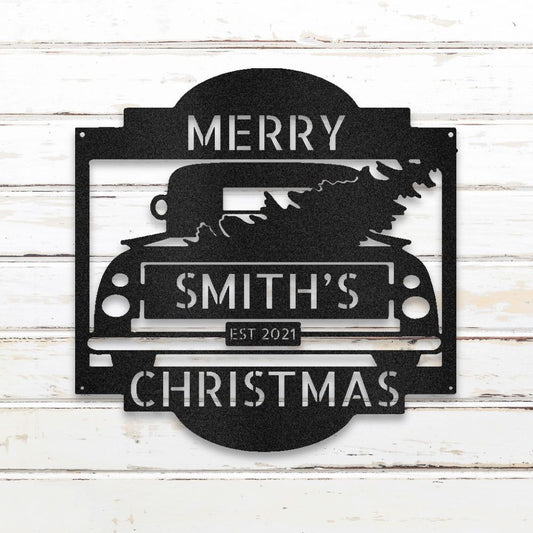 Christmas Truck Metal Wall Art (Black) | Shop Custom Metal Signs & Wall Decor | Sovereign Metalworks