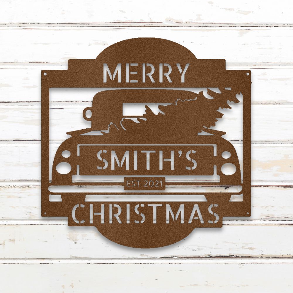 Christmas Truck Metal Wall Art (Copper) | Shop Custom Metal Signs & Wall Decor | Sovereign Metalworks